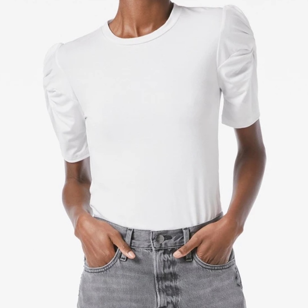 NWT Frame Twisted Sleeve Top in Blanc